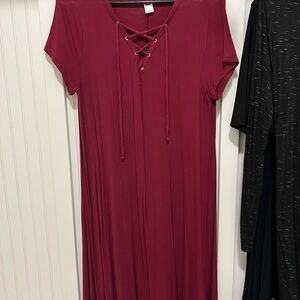 Old Navy Burgundy Lace-Up Midi Dress